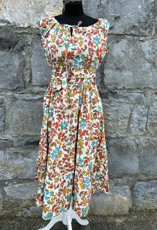 80s colourful leaves dress uk 6-8