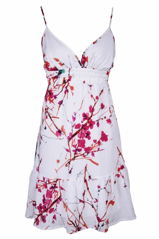 CARLOS MIELE AQUARELLE White Floral Printed Dress