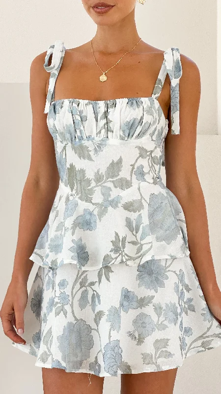 Aviana Mini Dress - Blue Floral