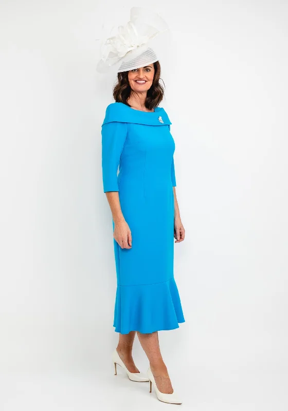 Cassandra Fishtail Maxi Dress, Turquoise Blue