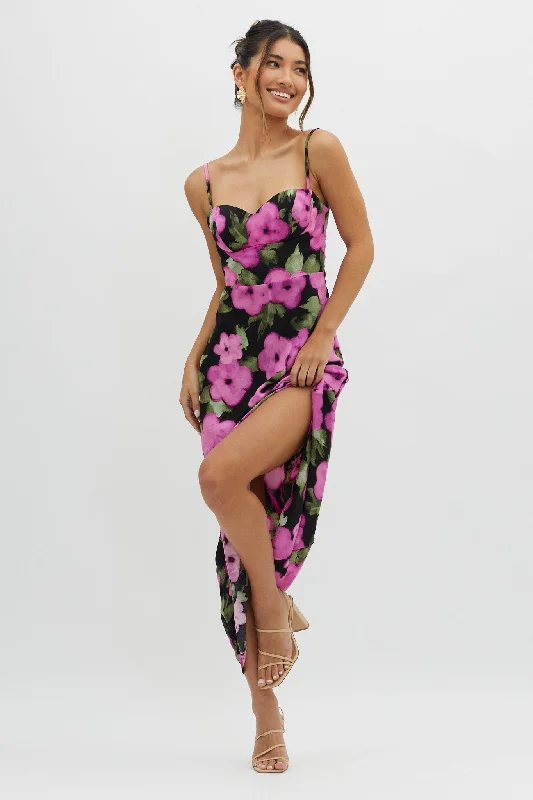 Kasha Low Back Maxi Dress Floral Pink