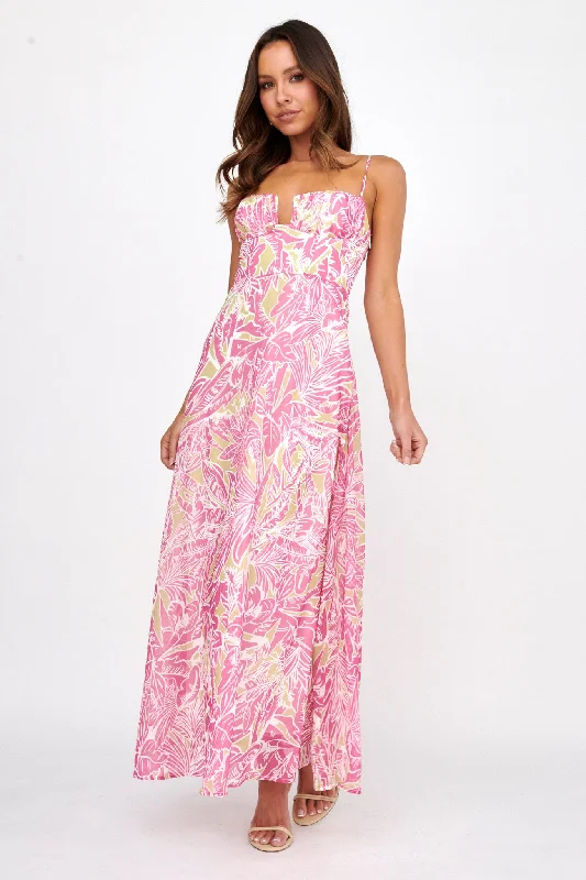 Kindred Love Gathered Bust Maxi Dress Pink