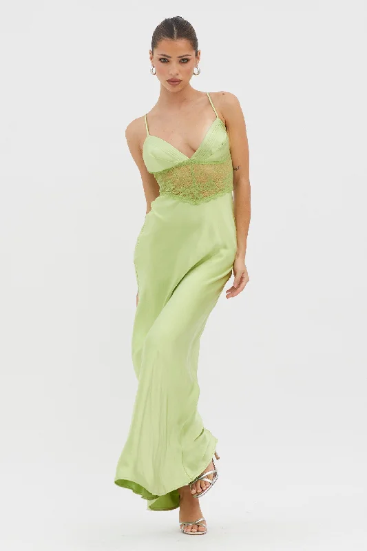 Kinzie Lace Waist Maxi Dress Apple