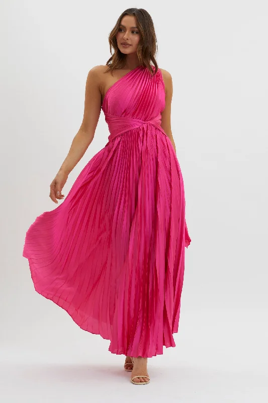 Laxmi Accordion Pleat Maxi Dress Fuchsia