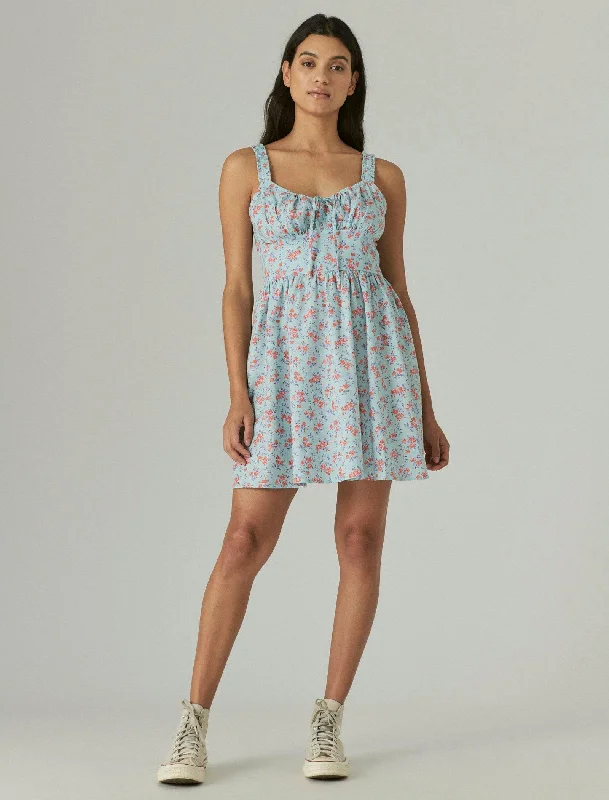 Lucky Brand Womens Shirred Mini Dress