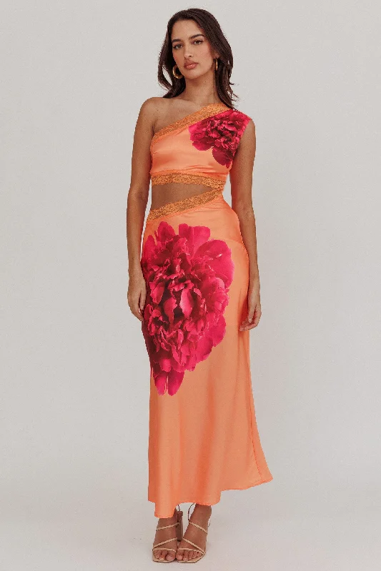 Mahli One-Shoulder Cut-Out Maxi Dress Orange