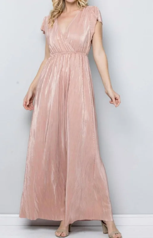 Metallic Maxi Dress In Pink/gold