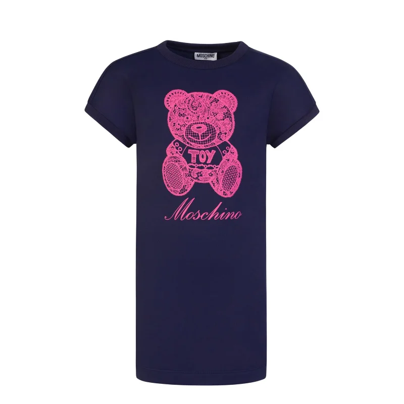 Moschino-Laced Bear SS Dress-HDV0CX-LCA55-40016-Blue Navy