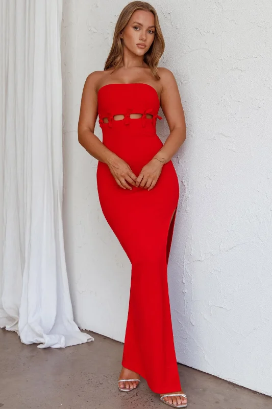 Mykonos Nights Strapless Maxi Dress Red