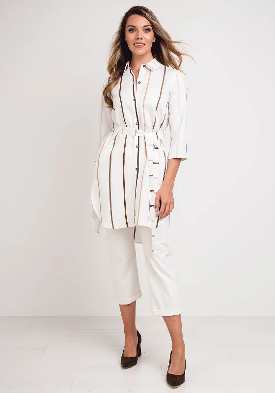 Naya Striped Mini Shirt Dress, White