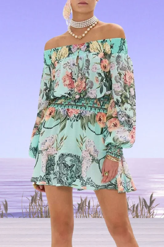 Off Shoulder Short Dress in Petal Promise Land