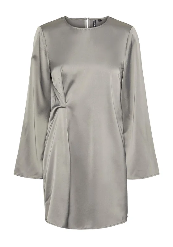 Pieces Norella Ruched Side Mini Satin Dress, December Sky