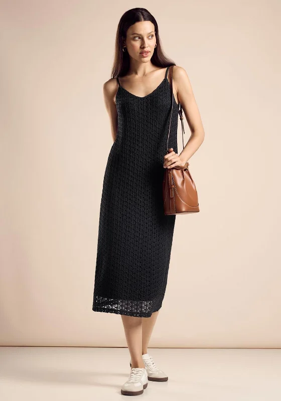 Street One Broidery Lace Midi Dress, Black