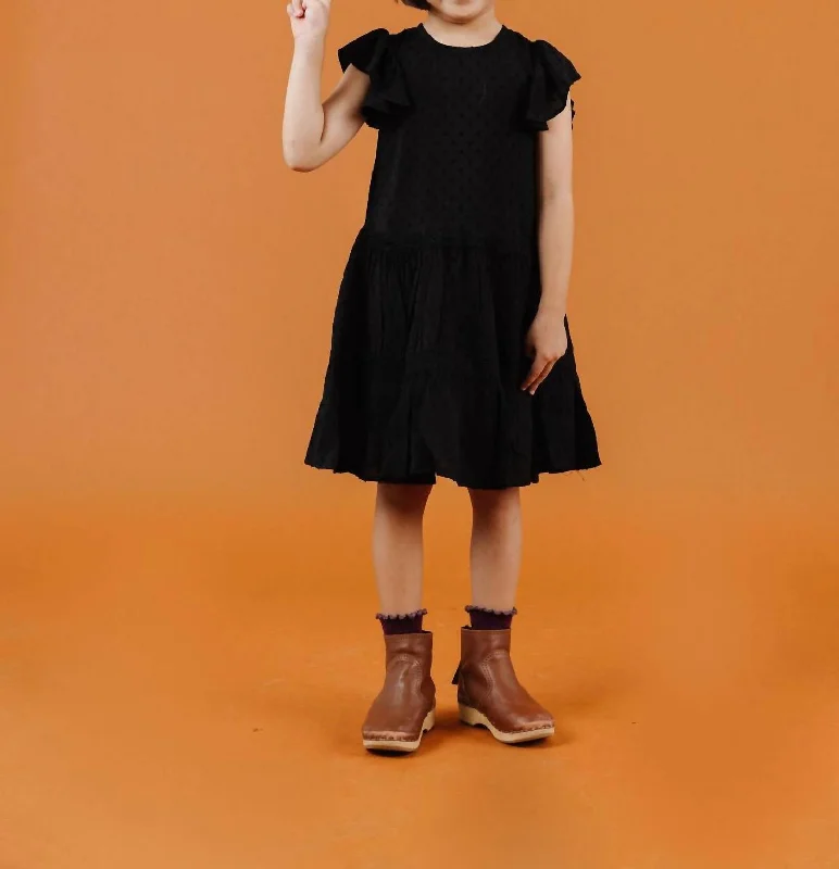 Swiss Dot Twirl Dress In Black