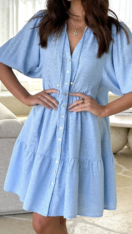 Tabitha Mini Dress - Chambray Blue