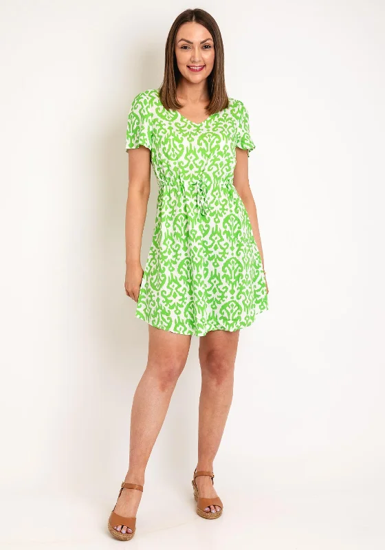 Vero Moda Easy Print Short Dress, Classic Green