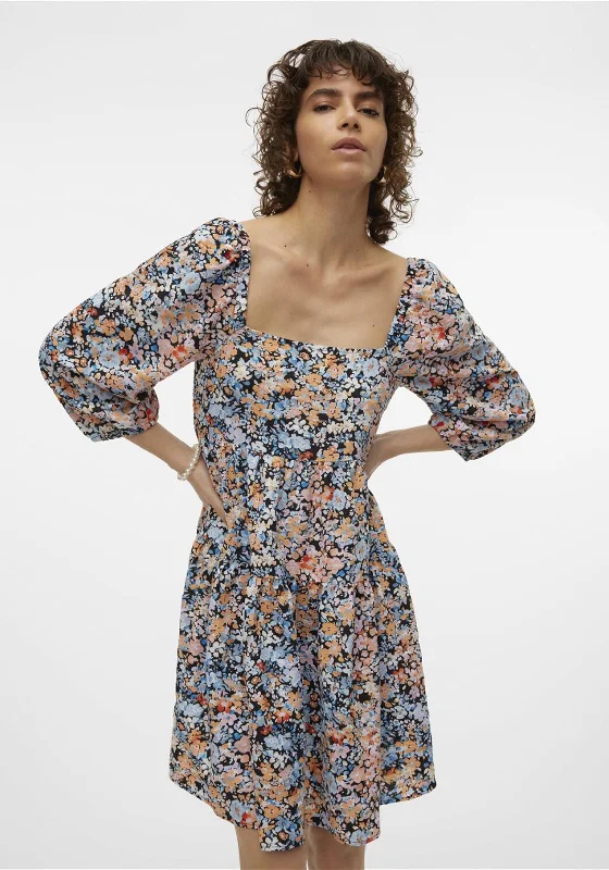 Vero Moda Ginny Floral Mini Dress, Black