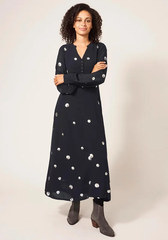 White Stuff Kate Sequin Spot Maxi Dress, Black