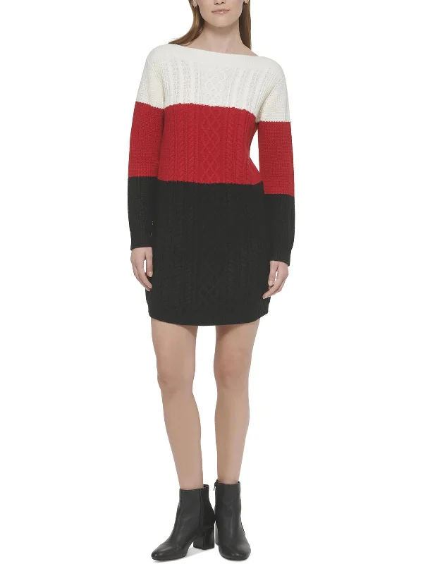 Womens Cable Knit Mini Sweaterdress