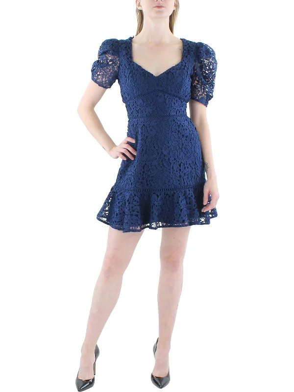 Womens Crochet Short Mini Dress