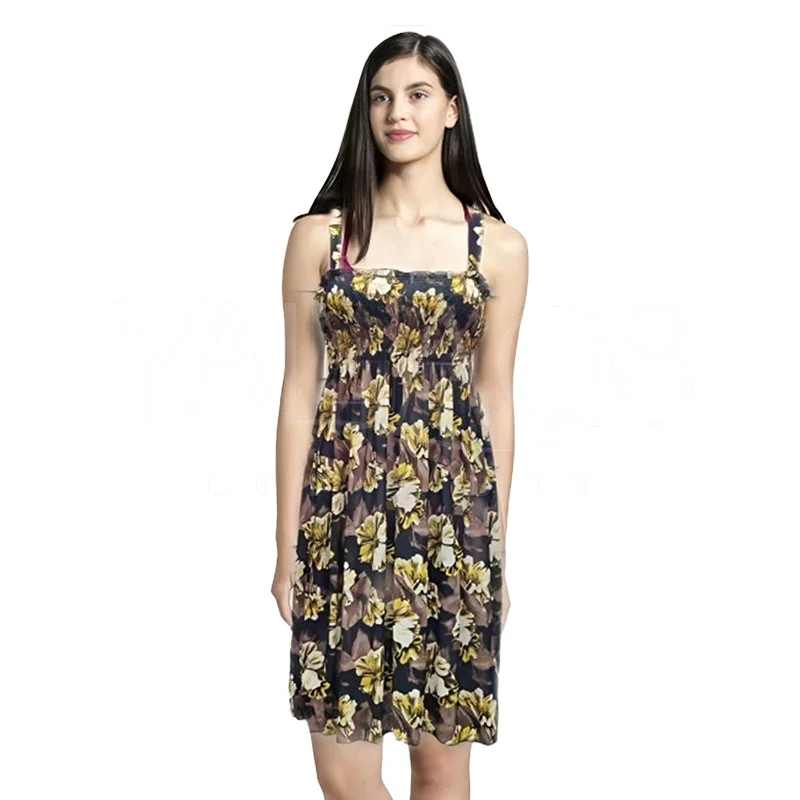 Women's Floral Printed Sleeveless Dress - FKFDRS2375