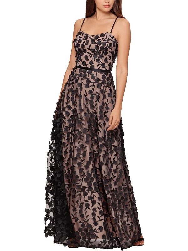 Womens Sheer Overlay Maxi Evening Dress