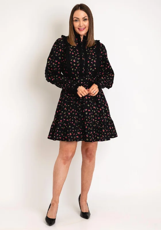 Y.A.S Siv Floral Print Mini Dress, Black