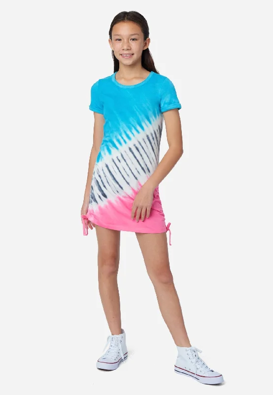 Tie-Dye Ruched T-Shirt Dress