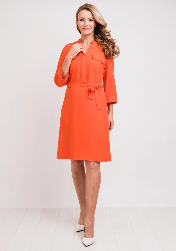 Gerry Weber Crepe Belted Shirt Dress, Orange