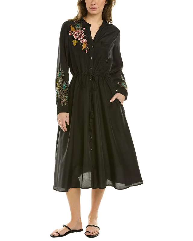 Johnny Was Quito Drawstring Silk Shirtdress