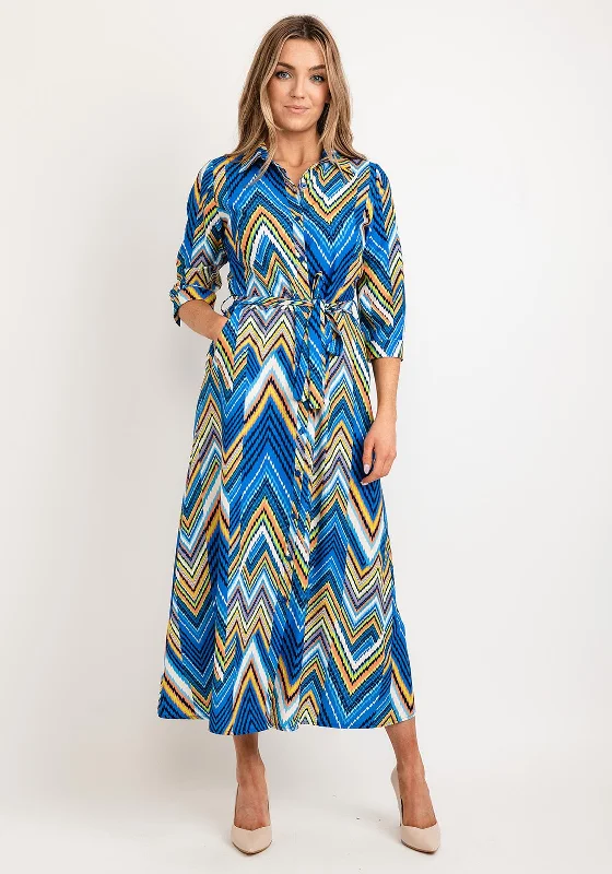 Kate & Pippa Luca Missoni Pattern Maxi Shirt Dress, Blue Multi