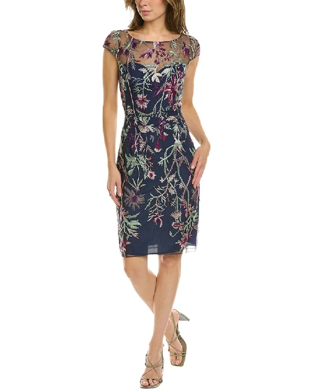 Marchesa Notte Embroidered Sheath Dress