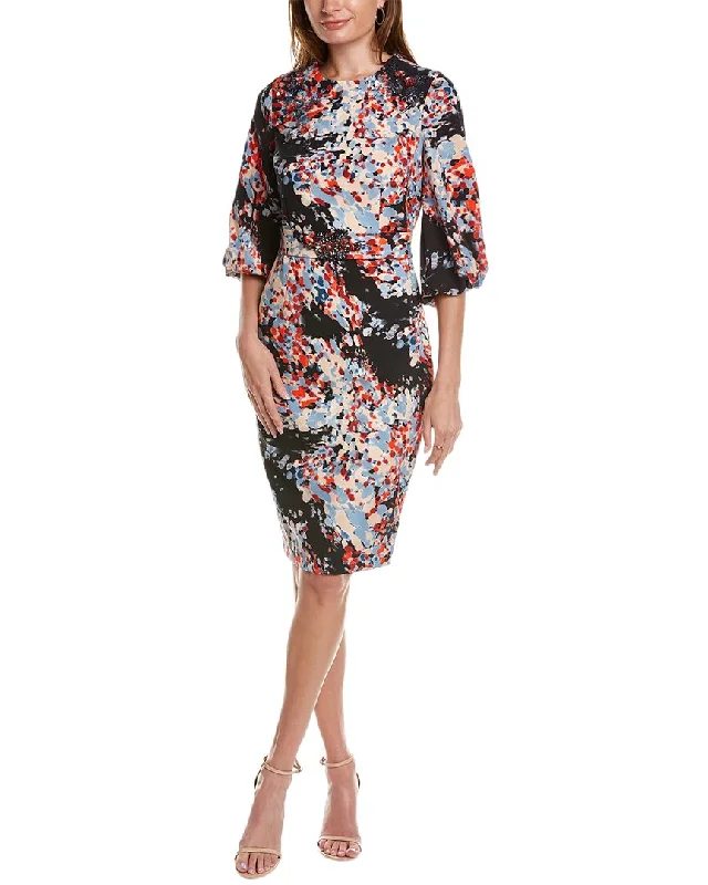 Teri Jon by Rickie Freeman Balloon Sleeve Sheath Dress