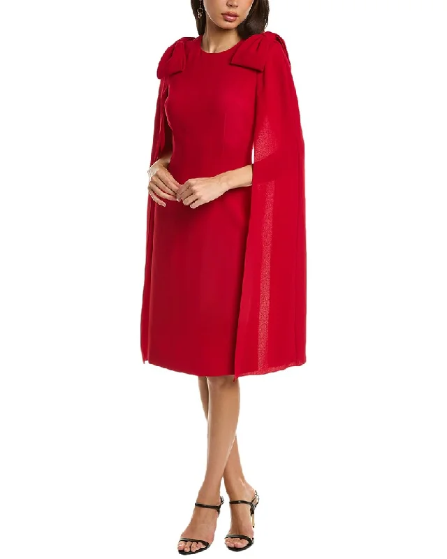 Teri Jon by Rickie Freeman Cape Sleeve Sheath Dress