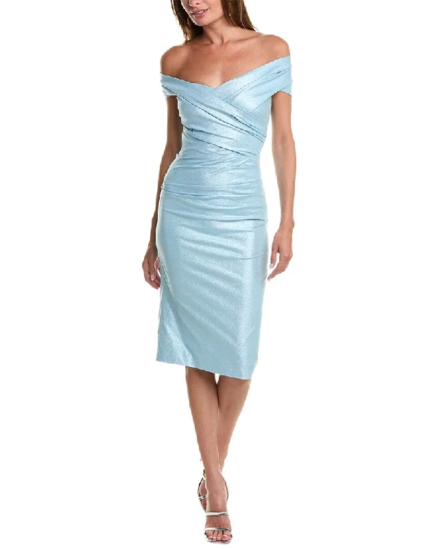 Teri Jon by Rickie Freeman Metallic Taffeta Sheath Dress