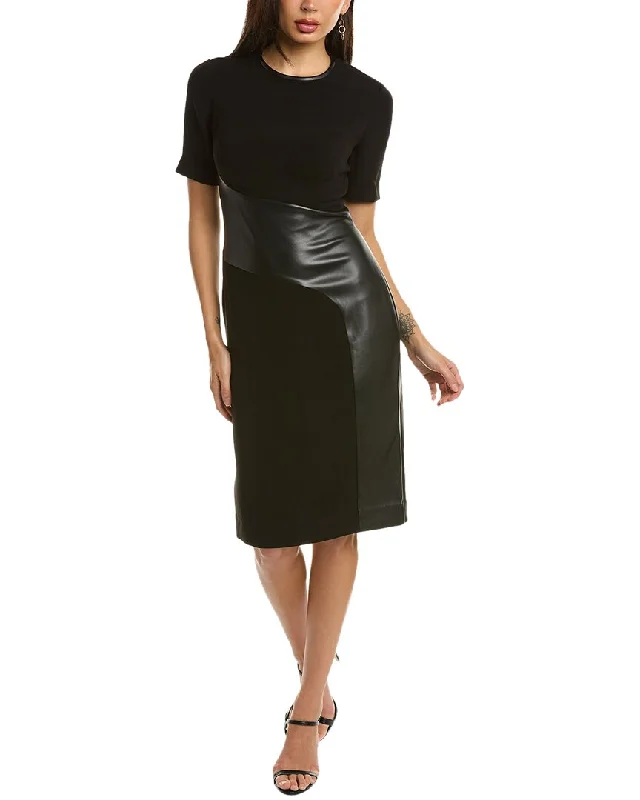 Teri Jon by Rickie Freeman Mixed Media Sheath Dress