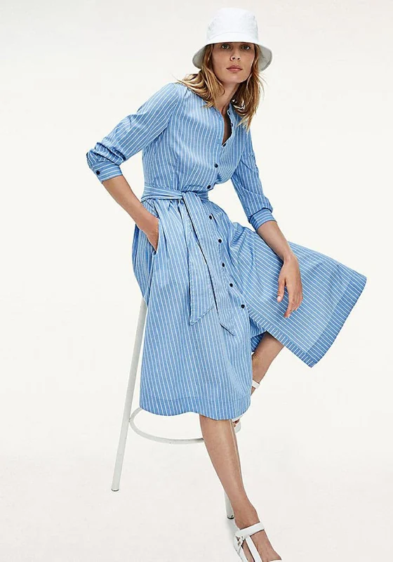 Tommy Hilfiger Pinstripe Shirt Dress, Blue & White