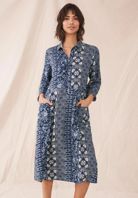 White Stuff Rosie Linen Shirt Dress, Blue Multi