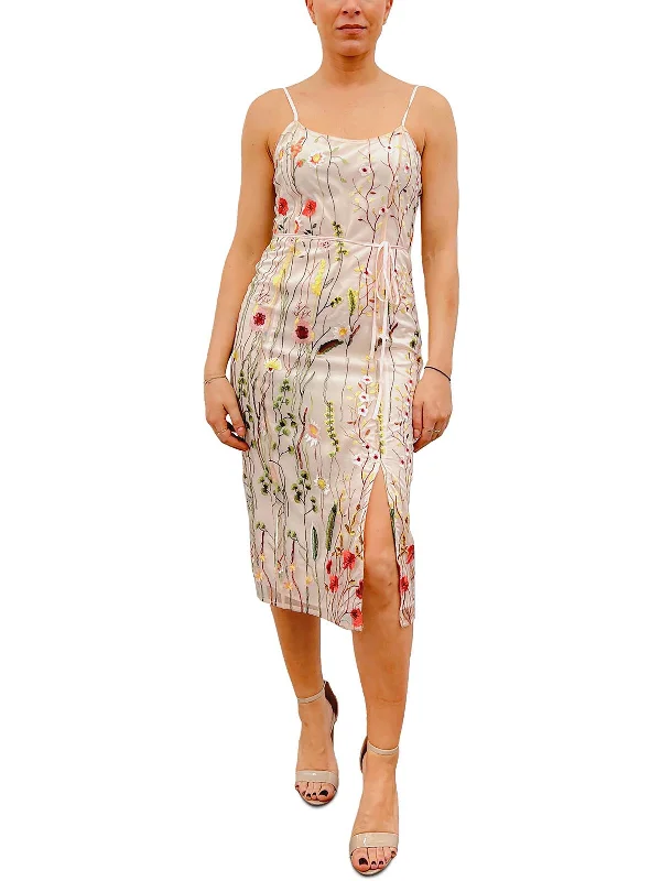 Womens Embroidered Sheath Dress