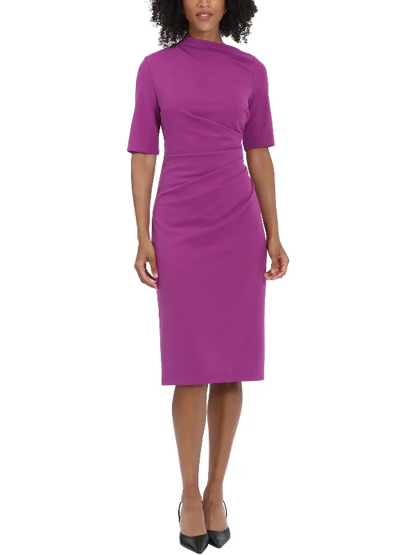 Womens Gathered Work Sheath Dress