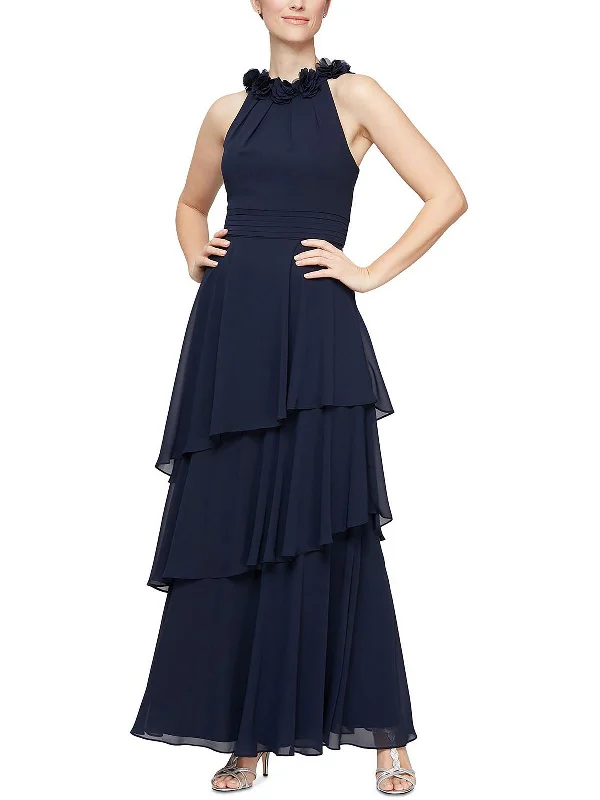 Womens Halter Maxi Evening Dress