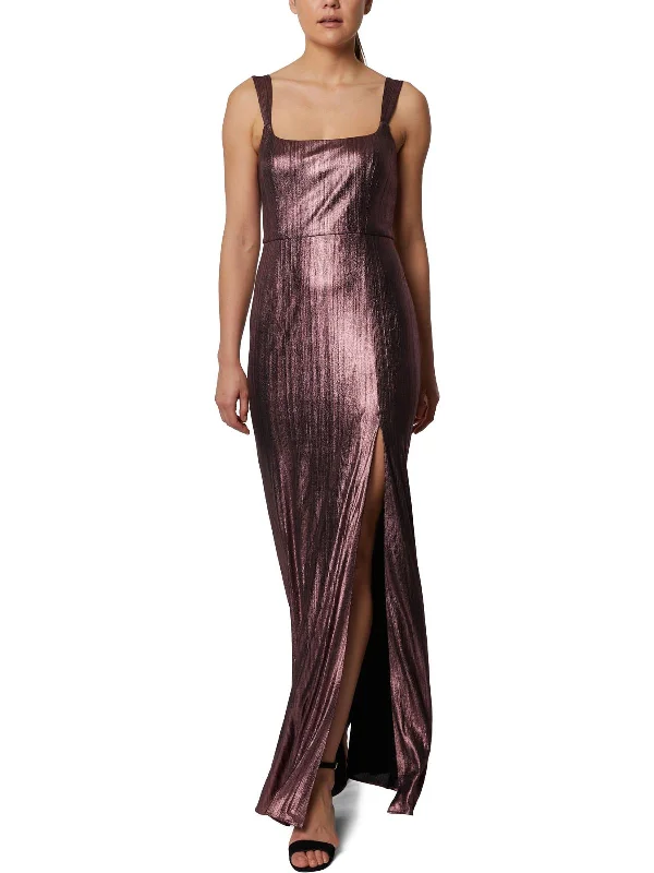 Womens Metallic Maxi Evening Dress