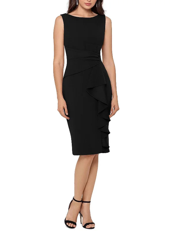 Womens Ruffled Fitted Sheath Dress