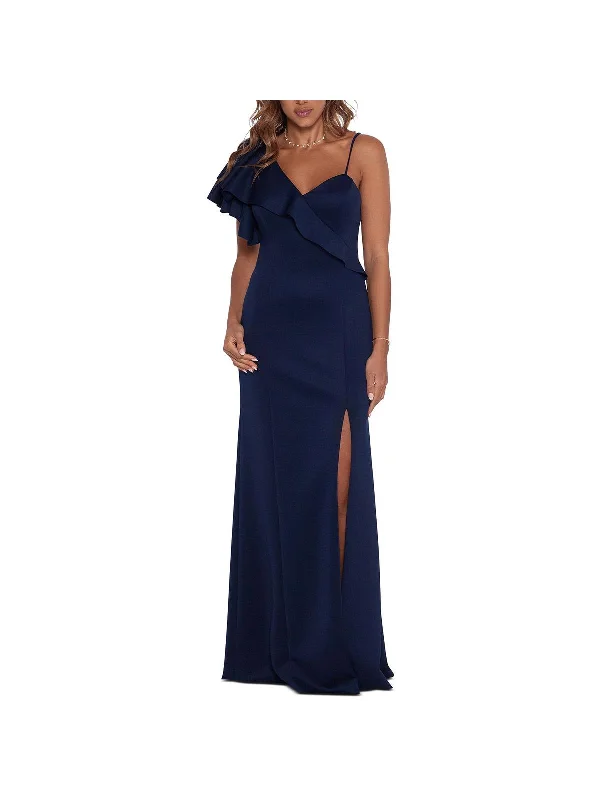 Womens Ruffled Maxi Evening Dress