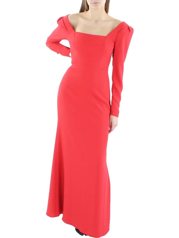 Womens Square Neck Open Back Evening Dress