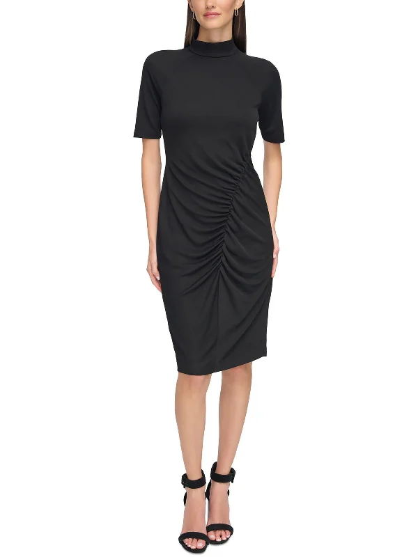 Womens Cinched Polyester Sheath Dress