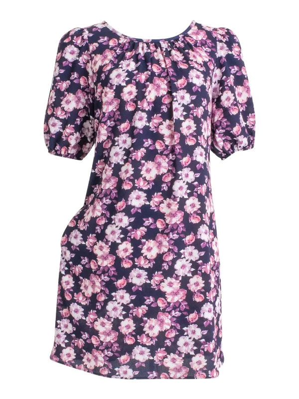Womens Floral Print Textured Sheath Dress