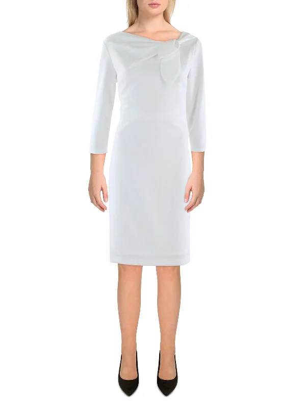 Womens Neck Tie Banded Waist Sheath Dress