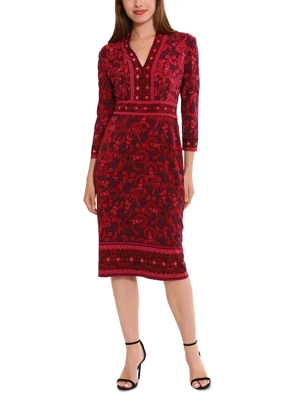 Womens Printed Polyester Sheath Dress