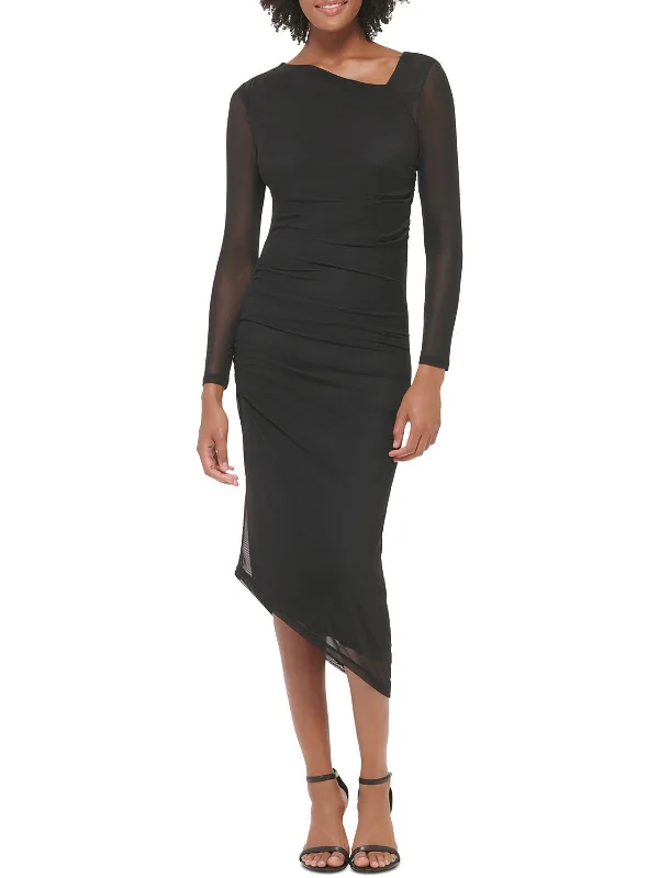 Womens Sheer Midi Bodycon Dress
